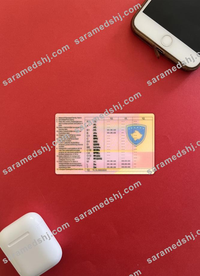 Kosovo driving license photolook back
